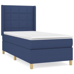 vidaXL Cama box spring con colchón tela azul 90x190 cm