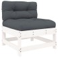 vidaXL Juego de muebles jardín 6 piezas y cojines madera maciza blanco vidaXL Juego de muebles jardín 6 piezas y cojines madera maciza blanco