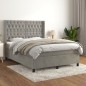 vidaXL Cama box spring con colchón terciopelo gris claro 140x200 cm vidaXL Cama box spring con colchón terciopelo gris claro 140x200 cm