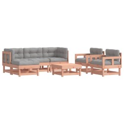 vidaXL Juego de muebles jardín 7 pzas y cojines madera abeto Douglas
