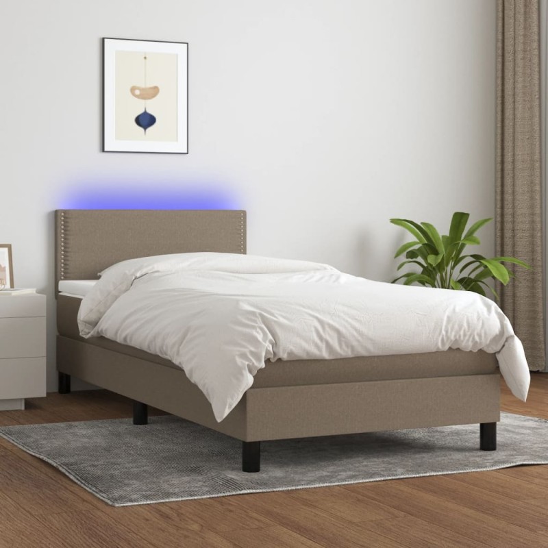 vidaXL Cama box spring colchón y luces LED gris taupe 80x200 cm vidaXL Cama box spring colchón y luces LED gris taupe 80x200 cm