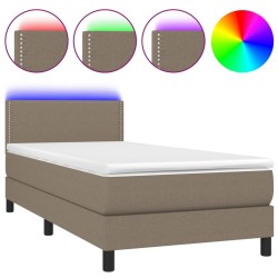 vidaXL Cama box spring colchón y luces LED gris taupe 80x200 cm