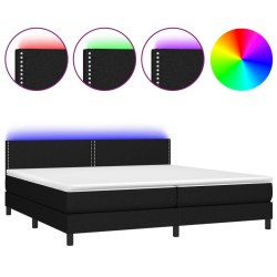 vidaXL Cama box spring colchón y luces LED tela negro 200x200 cm