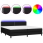 vidaXL Cama box spring colchón y luces LED tela negro 200x200 cm vidaXL Cama box spring colchón y luces LED tela negro 200x200 cm