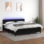 vidaXL Cama box spring colchón y luces LED tela negro 160x200 cm