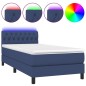 vidaXL Cama box spring colchón y luces LED tela azul 90x190 cm