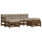 vidaXL Juego muebles jardín 6 pzas y cojines madera maciza marrón miel vidaXL Juego muebles jardín 6 pzas y cojines madera maciza marrón miel