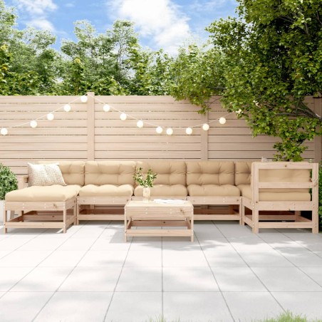 vidaXL Juego de muebles de jardín 8 pzas y cojines madera maciza