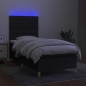 vidaXL Cama box spring colchón y luces LED tela negro 80x200 cm