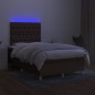 vidaXL Cama box spring con colchón y LED tela marrón oscuro 120x200 cm vidaXL Cama box spring con colchón y LED tela marrón oscuro 120x200 cm