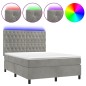 vidaXL Cama box spring colchón y LED terciopelo gris claro 140x190 cm vidaXL Cama box spring colchón y LED terciopelo gris claro 140x190 cm