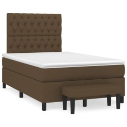 vidaXL Cama box spring con colchón tela marrón oscuro 120x200 cm