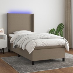 vidaXL Cama box spring colchón y luces LED gris taupe 80x200 cm