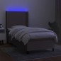 vidaXL Cama box spring colchón y luces LED gris taupe 80x200 cm