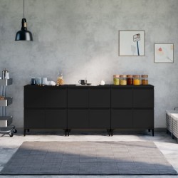 vidaXL Aparadores 3 uds madera contrachapada negro 60x35x70 cm