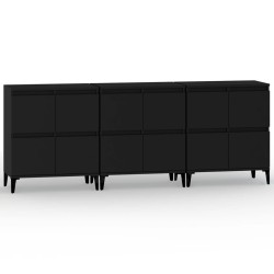 vidaXL Aparadores 3 uds madera contrachapada negro 60x35x70 cm