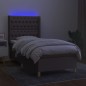 vidaXL Cama box spring colchón y luces LED gris taupe 80x200 cm vidaXL Cama box spring colchón y luces LED gris taupe 80x200 cm