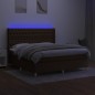 vidaXL Cama box spring colchón luces LED tela marrón oscuro 180x200cm vidaXL Cama box spring colchón luces LED tela marrón oscuro 180x200cm