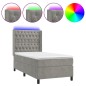 vidaXL Cama box spring colchón y LED terciopelo gris claro 90x200 cm vidaXL Cama box spring colchón y LED terciopelo gris claro 90x200 cm