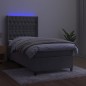 vidaXL Cama box spring colchón y LED terciopelo gris claro 90x200 cm vidaXL Cama box spring colchón y LED terciopelo gris claro 90x200 cm