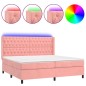 vidaXL Cama box spring colchón y LED terciopelo rosa 200x200 cm vidaXL Cama box spring colchón y LED terciopelo rosa 200x200 cm