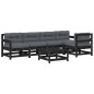 vidaXL Juego de muebles de jardín 6 pzas y cojines madera maciza negro vidaXL Juego de muebles de jardín 6 pzas y cojines madera maciza negro
