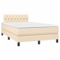 vidaXL Cama box spring con colchón tela color crema 120x200 cm