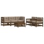 vidaXL Juego muebles jardín 6 pzas y cojines madera maciza marrón miel vidaXL Juego muebles jardín 6 pzas y cojines madera maciza marrón miel
