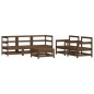 vidaXL Juego muebles jardín 6 pzas y cojines madera maciza marrón miel vidaXL Juego muebles jardín 6 pzas y cojines madera maciza marrón miel