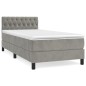 vidaXL Cama box spring con colchón terciopelo gris claro 90x190 cm vidaXL Cama box spring con colchón terciopelo gris claro 90x190 cm