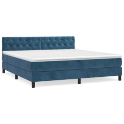 vidaXL Cama box spring con colchón terciopelo azul oscuro 160x200 cm