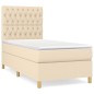 vidaXL Cama box spring con colchón tela color crema 100x200 cm vidaXL Cama box spring con colchón tela color crema 100x200 cm