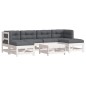 vidaXL Juego de muebles jardín 7 piezas y cojines madera maciza blanco vidaXL Juego de muebles jardín 7 piezas y cojines madera maciza blanco