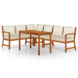 vidaXL Juego comedor jardín y cojines 5 piezas madera maciza de acacia