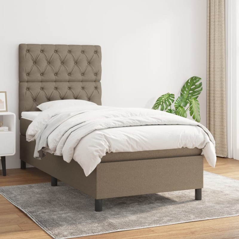 vidaXL Cama box spring con colchón tela gris taupe 80x200 cm vidaXL Cama box spring con colchón tela gris taupe 80x200 cm