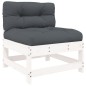 vidaXL Juego de muebles jardín 7 piezas y cojines madera maciza blanco vidaXL Juego de muebles jardín 7 piezas y cojines madera maciza blanco