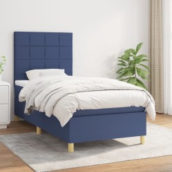 vidaXL Cama box spring con colchón tela azul 80x200 cm