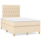 vidaXL Cama box spring con colchón tela color crema 120x200 cm