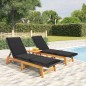 vidaXL Tumbonas con cojines 2 uds ratán sintético madera maciza acacia vidaXL Tumbonas con cojines 2 uds ratán sintético madera maciza acacia