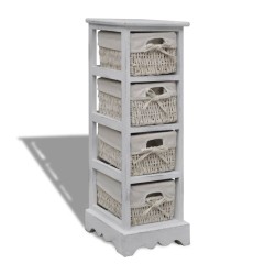 vidaXL Estantería con 4 cestas tejidas madera blanco 
