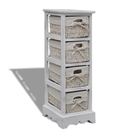 vidaXL Estantería con 4 cestas tejidas madera blanco 