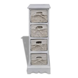 vidaXL Estantería con 4 cestas tejidas madera blanco 
