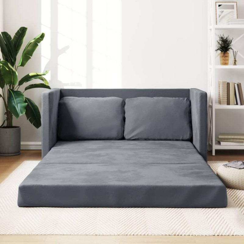 vidaXL Sofá cama de suelo 2 en 1 terciopelo gris oscuro 122x204x55 cm vidaXL Sofá cama de suelo 2 en 1 terciopelo gris oscuro 122x204x55 cm
