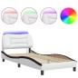 vidaXL Estructura cama con LED cuero sintético blanco negro 80x200 cm