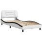 vidaXL Estructura cama con LED cuero sintético blanco negro 80x200 cm