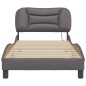 vidaXL Estructura de cama con luces LED cuero sintético gris 90x190 cm vidaXL Estructura de cama con luces LED cuero sintético gris 90x190 cm