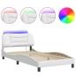 vidaXL Estructura cama con luces LED cuero sintético blanco 100x200 cm