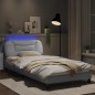 vidaXL Estructura cama con luces LED cuero sintético blanco 100x200 cm