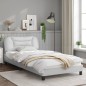 vidaXL Estructura cama con luces LED cuero sintético blanco 100x200 cm