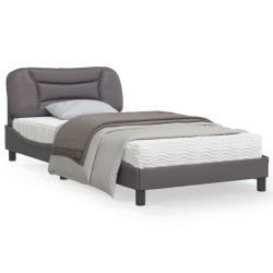 vidaXL Estructura cama con luces LED cuero sintético gris 100x200 cm